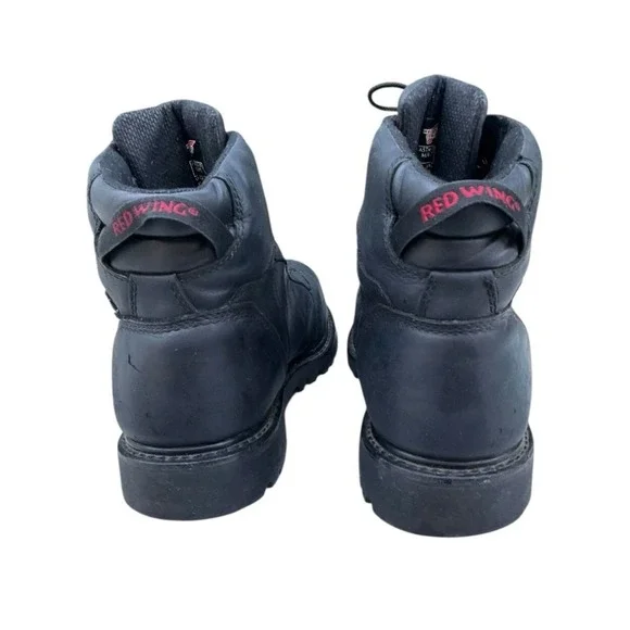Red Wing 971 Mens Steel Toe Black Leather Work Boots Vibram Sole Size 12 D